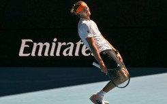 Germany's Alexander Zverev reacts on a point against Gabriel Diallo