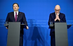 German Vice Chancellor and Finance Minister Lars Klingbeil, on the left, and French Economy and Finance Minister Roland Lescure give a joint statement in Berlin
