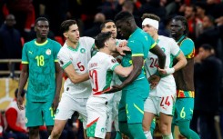 Senegal and Morocco players clash during the Africa Cup of Nations final in Rabat
