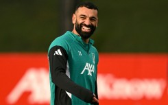 Liverpool forward Mohamed Salah attends a training session ahead of the club's Champions League match against Marseille