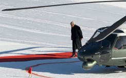 US President Donald Trump steps out of Marine One at Davos, where Greenland will dominate the agenda