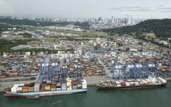 The Port of Balboa at the Pacific entrance of the Panama Canal in Panama City on October 6, 2025