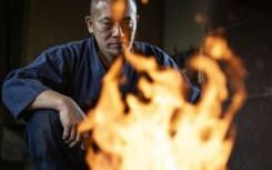 Blade maker Akihira Kawasaki in his workshop in Misato, Saitama prefecture