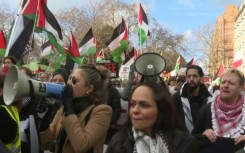 Protesters march in London in support of Palestinians