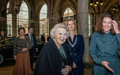 Princess Beatrix of the Netherlands (C) arrives at the Rijksmuseum