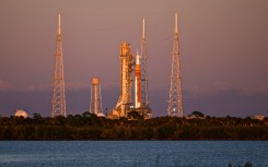 The Space Launch System (SLS) rocket and the Orion spacecraft, integrated for the Artemis II mission, are seen at Launch Pad 39B at the Kennedy Space Center in Cape Canaveral, Florida