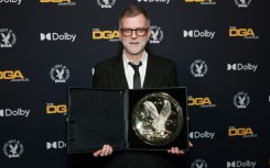 US director Paul Thomas Anderson, winner of the Outstanding Directorial Achievement in Theatrical Feature Film for "One Battle After Another," poses in the press room during the 78th Annual Directors Guild Of America Awards