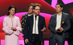 'Train Dreams' director Clint Bentley speaks to the audience after his film grabbed best feature at the Film Independent Spirit Awards, as it continues its best picture Oscars campaign