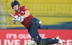 England captain Harry Brook hits a six against New Zealand in the Super Eights in Colombo