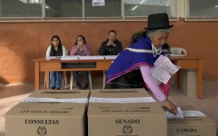 Casting ballots in Silvia, southwest Colombia, on Sunday