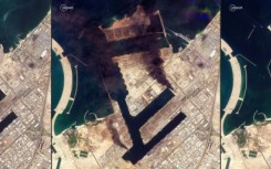 This sequence of Planet Labs satellite images shows Dubai's Jebel Ali commercial port before and after it was hit by an Iranian attack