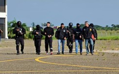 Notorious Latin American narco trafficker Marset (3rd left) has finally been arrested in Bolivia after eluding police for years