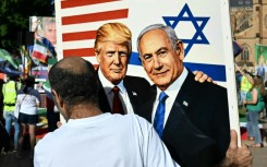 Iranians supporting the US and Israel at a rally in Sydney, Australia, on Saturday