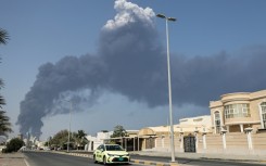 Smoke rises from the direction of an energy installation in the Gulf emirate of Fujairah