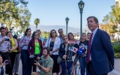 Mark Lanier, a lawyer for plaintiffs in the social media addiction trial in Los Angeles, speaking with journalists on Friday, March 20