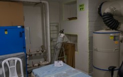 Equipment inside the bomb shelter at the Shalvata Mental Health Centre