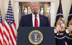 US President Donald Trump speaks during a televised address on the Iran war