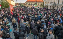 Orban supporters gathered in Hungary's second largest city Debrecen