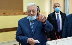 Mahmud Abbas, seen here voting in local elections in 2022, was elected as Palestinian president for a four-year term in 2005