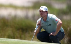 England's Matt Fitzpatrick lines up a putt on the way to the 36-hole lead in the US PGA Tour RBC Heritage