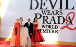 (L-R) US actress Meryl Streep, British actress Emily Blunt, US actor Stanley Tucci and US actress Anne Hathaway reprised their beloved roles for the sequel "The Devil Wears Prada 2"