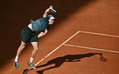 Italy's Jannik Sinner serves to France's Benjamin Bonzi during his victory at the Madrid Open on Friday