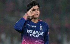 Vaibhav Sooryavanshi celebrates after scoring a century in the IPL