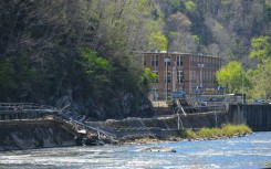 The French Broad River swelled in 2024 and flooded downtown Marshall during Hurricane Helene