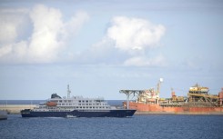 The hantavirus-stricken cruise ship MV Hondius leaving port in Spain's Canary Islands on May 11