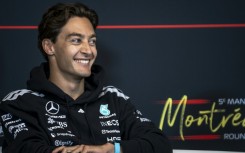George Russell faces the media in Montreal