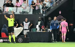 Inter Miami's Argentine forward Lionel Messi leaves the field after suffering an injury scare in his team's win over Philadelphia, less than three weeks before the start of the World Cup