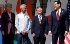 Quad foreign ministers met in New Delhi (L-R): Australia's Penny Wong, India's S. Jaishankar, Japan's Toshimitsu Motegi and US Secretary of State Marco Rubio