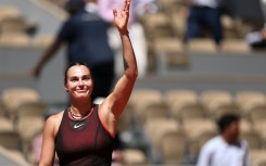 Aryna Sabalenka celebrates after winning against Jessica Bouzas Maneiro at Roland Garros