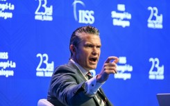 US Secretary of Defence Pete Hegseth speaks during a plenary session of the 23rd Shangri-La Dialogue summit in Singapore on May 30, 2026