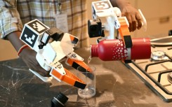 At an Objectways studio, AI system trainers film themselves performing household tasks in fake, fully furnished apartment rooms