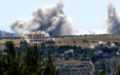 Smoke rises from an Israeli bombardment near the village of Kfar Tibnit in southern Lebanon