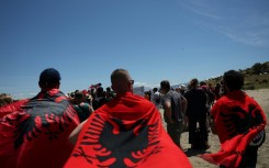 Activists from across the country and local residents flocked midday to the Vjosa-Narta lagoon to protest the plan