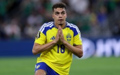 Sweden's Yasin Ayari celebrates his goal against Tunisia in World Cup Group F