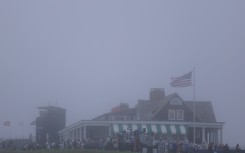 Heavy fog shown around the clubhouse at Shinnecock halted play for two hours before lifting to allow the 126th US Open to resume