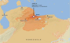 The USS Fort Lauderdale is docked in the port of La Guaira, Venezuela