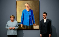 Presentation of the painting “Portrait of former Federal Chancellor Angela Merkel” by French-Canadian artist Jérémie Queyras