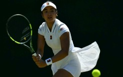 Rising star Alexandra Eala of the Philippines in action at Wimbledon