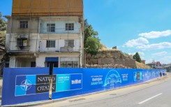 Hundreds of giant NATO billboards have been put up to hide away some of Ankara's more rundown areas