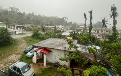 Heavy rain was falling in Saipan, the main island of the Northern Marianas, as Super Typhoon Bavi approached