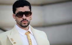Puerto Rican singer Bad Bunny arrives for the Schiaparelli Haute Couture show