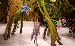 A model at the Chanel show at the Grand palais in Paris