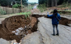 A large sinkhole formed after heavy rains in Viña del Mar, Chile, on July 18, 2026