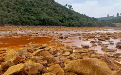 This undated handout photo obtained on July 21, 2026, from Luke Bridgestock of the University of St Andrews shows a view of the Tinto River, with pollution from acid mine drainage, in the Iberian Pyrite Belt in southwest Spain