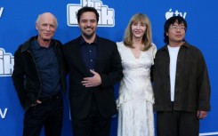 Left to right: Ed Harris, Jake Johnson, Mary Steenburgen and Aaron Chen at the premier of "The Dink" in Los Angeles