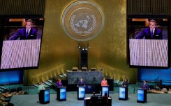 Candidates to be the next United Nations Secretary-General participate in a debate at the UN General Assembly Hall in New York